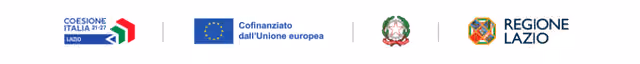 Logotipos Coesione Italia 2021-2027 Lazio, Unión Europea, República Italiana y Región del Lacio